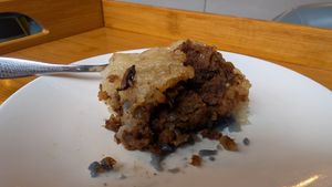 Nyonya dumpling, showing mushroom filling. at Minf Houze Vegan Cafe in Kuala Lumpur
