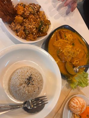 Creamy pumpkin tofu and rojak   at Minf Houze Vegan Cafe in Kuala Lumpur