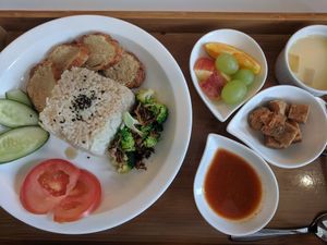Vegan Hainanese rice set at Minf Houze Vegan Cafe in Kuala Lumpur