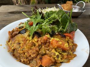 Vegan moussaka was really tasty and filling. Added a beautifully fresh garden salad   at The Cardamom Pod in Mullumbimby