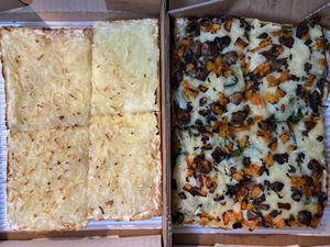 Cheesy bread and Vegan Fall Pie at Square Pie Guys in San Francisco
