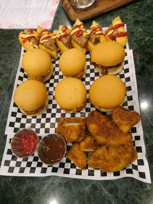 Vegan chicken sliders and hot dog at Gypsy - Marina Mall in Dubai