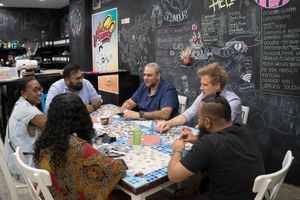 Serious discussion at Gypsy - Marina Mall in Dubai