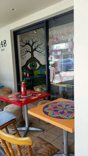 Funky Pies, funky furniture! at Funky Pies in Bondi Beach