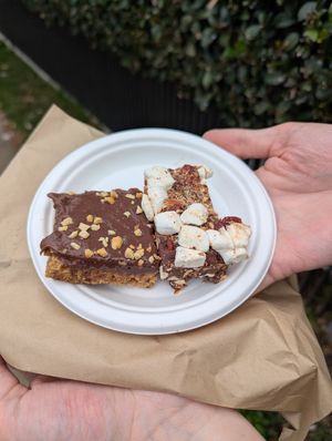Peanut choc dream (left), rocky road (right) at Funky Pies in Bondi Beach