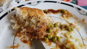$12 Pie with mash, peas and gravy at Funky Pies in Bondi Beach
