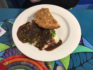 Greens pie with mash and gravy at Funky Pies in Bondi Beach