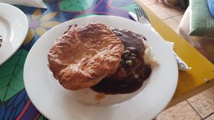 Pie with mash, peas and gravy at Funky Pies in Bondi Beach