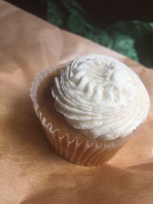 vanilla cupcake with lemon curd inside at Funky Pies in Bondi Beach