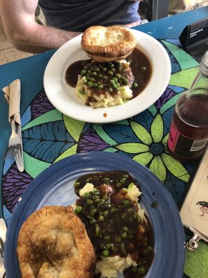 Pies, peas, mash and gravy  at Funky Pies in Bondi Beach
