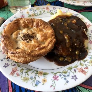 Funky Chunky with mash, peas and gravy! at Funky Pies in Bondi Beach
