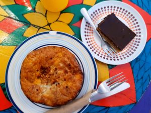Thai curry pie, caramel slice at Funky Pies in Bondi Beach