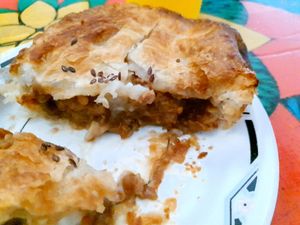 Cross section of funky chunky pie at Funky Pies in Bondi Beach