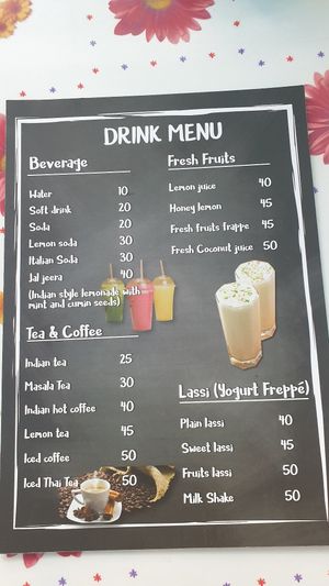 Drink Menu at Sarita's Kitchen in Chiang Mai