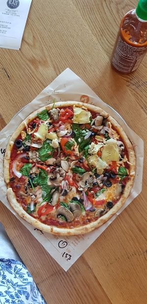 Half Vegan Half Vegetarian Pizza at Blaze Pizza in Manama