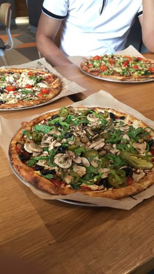 All three pizzas are vegan 😍🌱. at Blaze Pizza in Manama