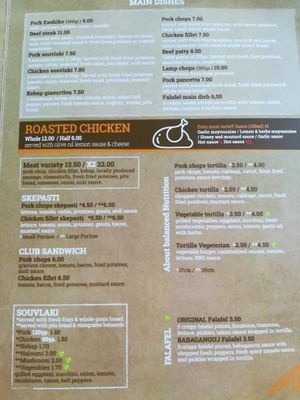 Menu at Ladolemono in Kalamata