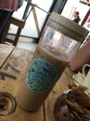 Almond coconut milk iced latte 🌱 at Market Grounds Coffee Bar in Ashton-under-lyne