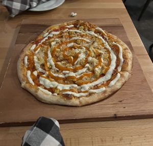 Buffalo Cauliflower pizza  at Real Food Daily in West Hollywood