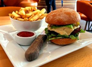 RFD original burger at Real Food Daily in West Hollywood