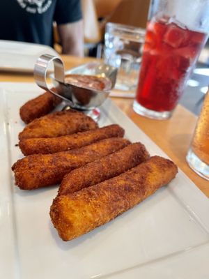 Okay my childhood recreated - mozz sticks!  at Real Food Daily in West Hollywood
