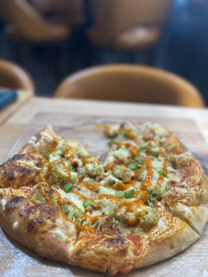 Buffalo cauliflower pizza  at Real Food Daily in West Hollywood