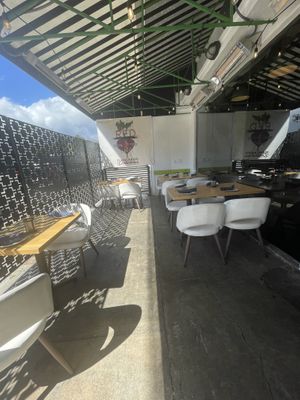 Section in front that is outdoor, there's also another section in back  at Real Food Daily in West Hollywood