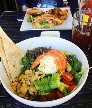 Yummy Mediterranean bowl and BLT at Real Food Daily in West Hollywood