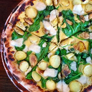 Potato Roasted Garlic Pizza at Real Food Daily in West Hollywood