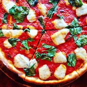 Gluten Free Pizza Margherita  at Real Food Daily in West Hollywood