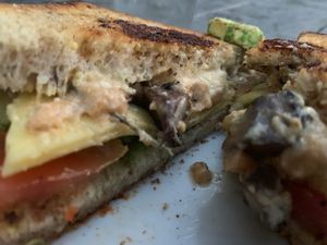 Grilled cheese with additions at Real Food Daily in West Hollywood