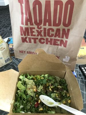 Rice, pinto bean corn and guacamole bowl at Taqado in Abu Dhabi