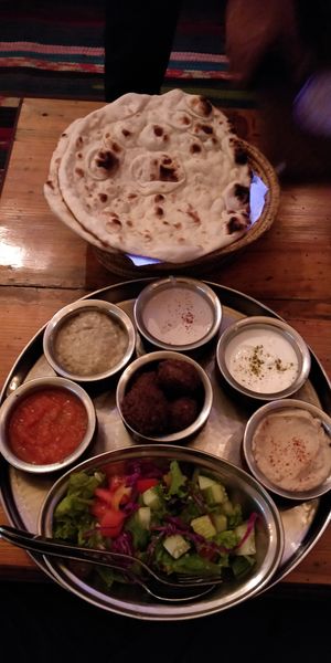 Big falafel plate at OR2K in Kathmandu