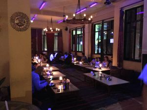 Restaurant seating at OR2K in Kathmandu