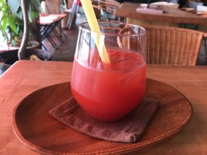 100% watermelon and coconut water❗️ at Orange County Cafe in Tondabayashi