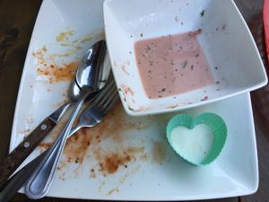 All the amazing food!! And no bites leftover!!! So delicious!!!  at Conejo Rojo in Ensenada