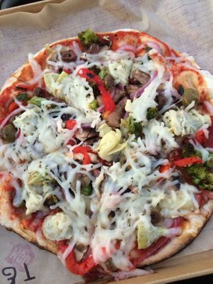a healthy serving of vegan cheese and tons of veggies! at MOD Pizza - Alliance in Fort Worth
