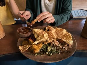 Pappadam and curry  at Chill Cafe in Ella