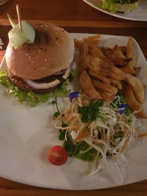 Jackfruit burger for 1800 at Chill Cafe in Ella