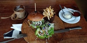 Vegan burger  at Chill Cafe in Ella