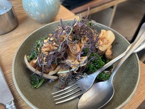 Forest mushrooms and kale  at Nimb Gemyse in Copenhagen
