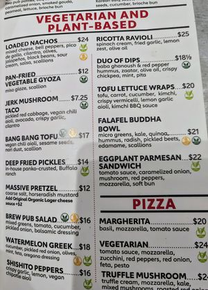 Menu at Mill St. Brew Pub & The Beer Hall in Toronto