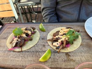 Mushroom tacos at Mill St. Brew Pub & The Beer Hall in Toronto