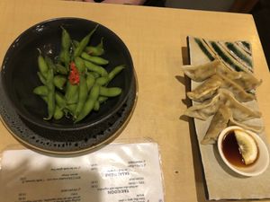 Edamame and dumplings  at The Jitsu in Dunedin