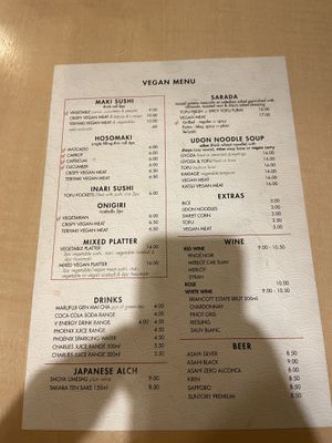 Vegan menu  at The Jitsu in Dunedin