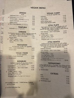 Vegan menu page 2 #Veganuary at The Jitsu in Dunedin