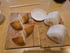 Inari and rice balls stuffed with crispy tofu and mayo at The Jitsu in Dunedin