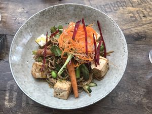 Soba noodles with tofu (vegan) at Alkalizer in Campbelltown