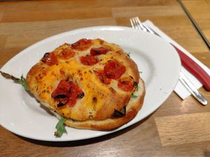 Focaccia Hummus Antipasti at Caffe Spettacolo in Olten
