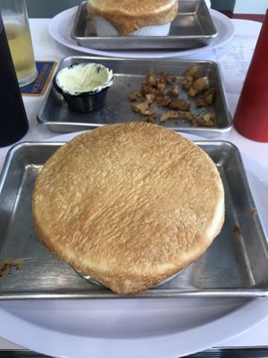 Vegan pot pie and the remains of fried pickles and cauliflower with vegan garlic aioli at Nancy Dean's in Monterey